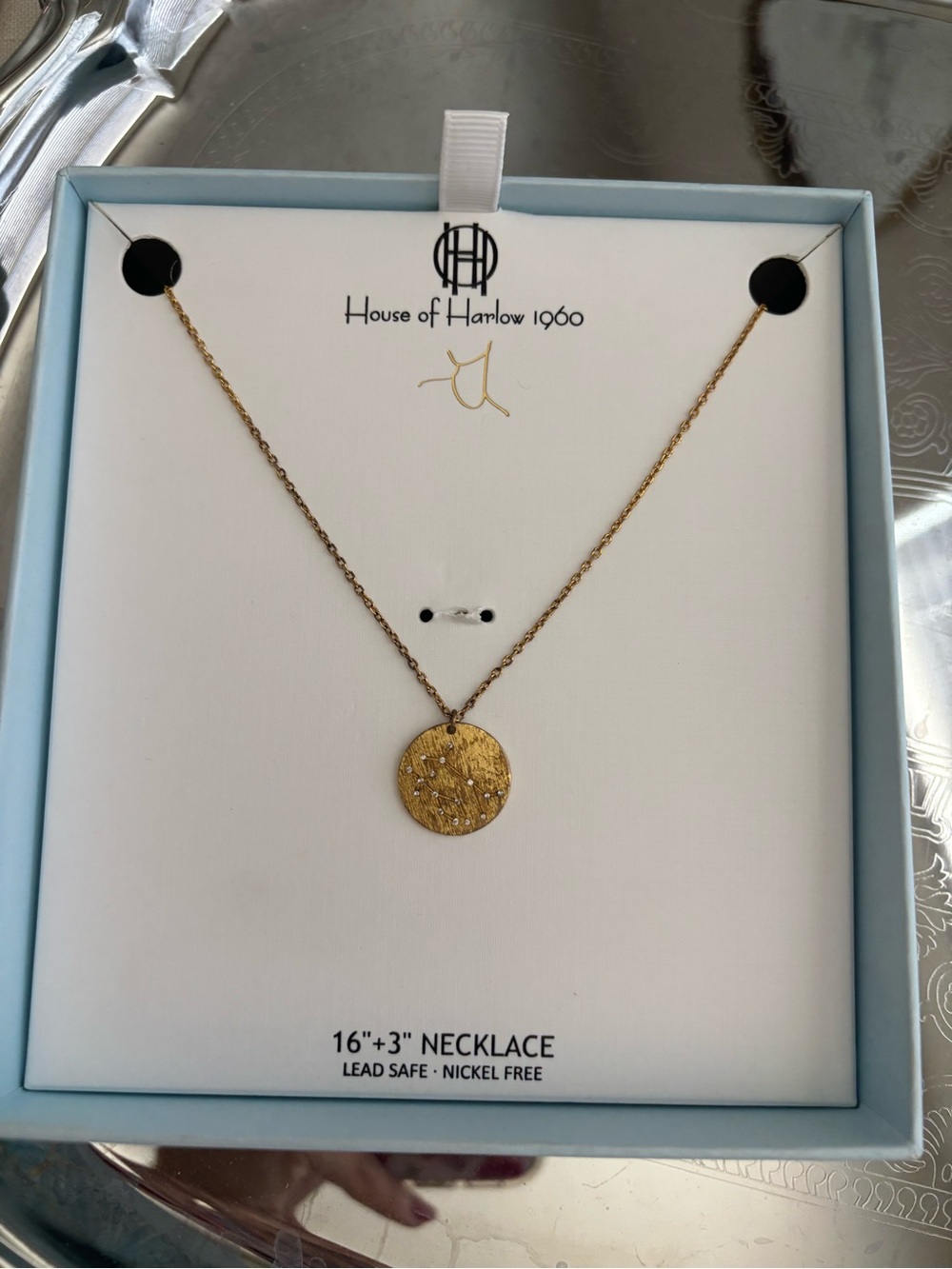 Gemini Zodiac Necklace Gold Tone Coin Pendant Constellation 18” + Extender